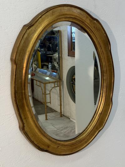 Vintage Italian Oval Mirror with Gilded Frame 1960s