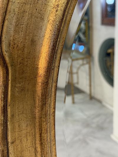 Vintage Italian Oval Mirror with Gilded Frame 1960s