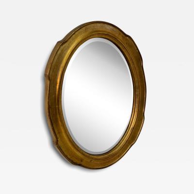 Vintage Italian Oval Mirror with Gilded Frame 1960s