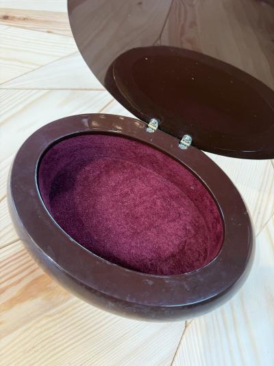 Vintage Italian Oval Vanity Box with Smoked Mirror