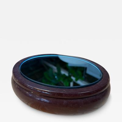 Vintage Italian Oval Vanity Box with Smoked Mirror