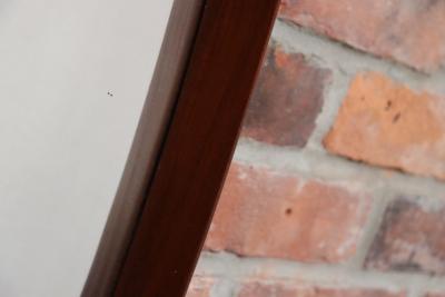 Vintage Italian Oval Walnut Wall Mirror with Original Rope Strap