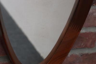 Vintage Italian Oval Walnut Wall Mirror with Original Rope Strap