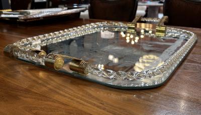 Vintage Italian Oversize Tray in Murano and Brass 1960s