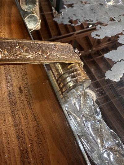 Vintage Italian Oversize Tray in Murano and Brass 1960s