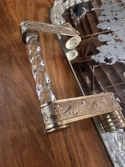 Vintage Italian Oversize Tray in Murano and Brass 1960s