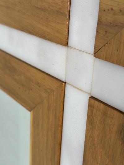 Vintage Italian Rectangular Wood Wall Mirror 1970