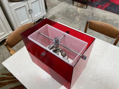 Vintage Italian Red Acrylic Table Lamp 1980s