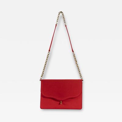 Vintage Italian Red Silk Shoulder Bag by Rinos circa 1970s
