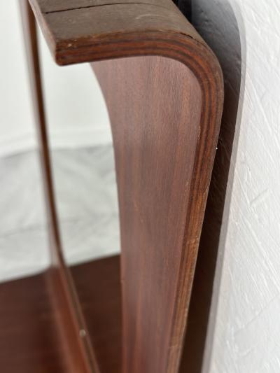 Vintage Italian Rosewood Veneer Plywood Mirror with Lower Shelf 1960