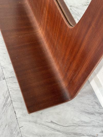 Vintage Italian Rosewood Veneer Plywood Mirror with Lower Shelf 1960