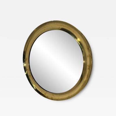 Vintage Italian Round Brass Mirror 1980s