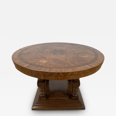 Vintage Italian Round Marqueterie Table