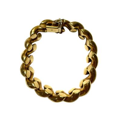 Vintage Italian San Marco Macaroni Bracelet in Thick 14K Yellow 44 8 grams