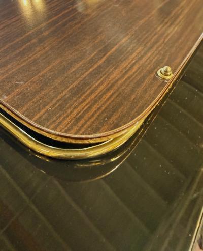 Vintage Italian Scenic Serving Tray with Brass Gallery Rail