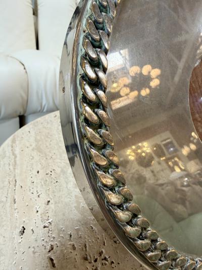 Vintage Italian Silver Plated Oval Picture Frame with Braided Border