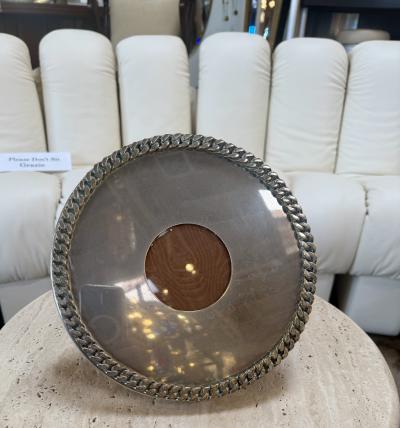 Vintage Italian Silver Plated Oval Picture Frame with Braided Border