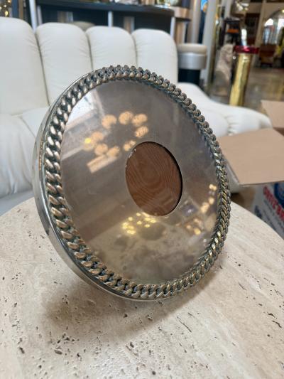 Vintage Italian Silver Plated Oval Picture Frame with Braided Border