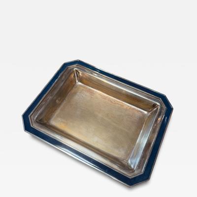 Vintage Italian Silver Plated Tray with Enamel Border