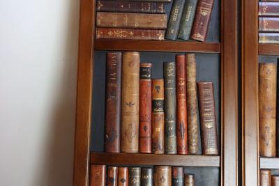 Vintage Italian Trompe Loeil Leather Book Library Folding Screen by Sarreid