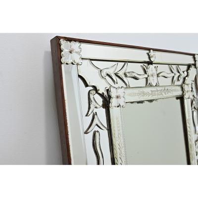 Vintage Italian Venetian Style Mirror in Wood Frame