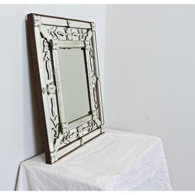 Vintage Italian Venetian Style Mirror in Wood Frame