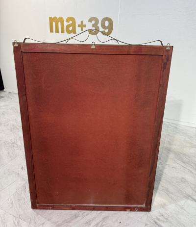 Vintage Italian Wall Mirror with Ornamental Metal Accent 1970s