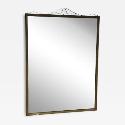 Vintage Italian Wall Mirror with Ornamental Metal Accent 1970s