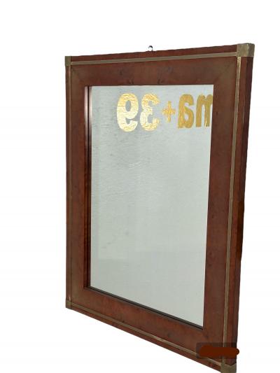 Vintage Italian Wood Brass Wall Mirror 1980s