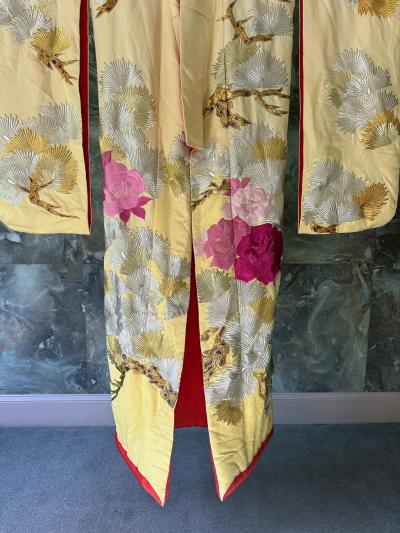 Vintage Japanese Ceremonial Wedding Kimono with Embroidery Designs