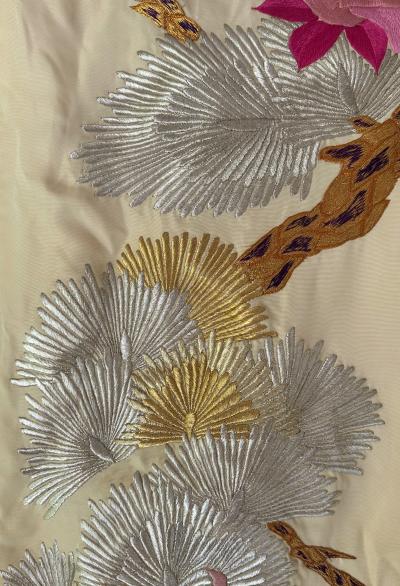 Vintage Japanese Ceremonial Wedding Kimono with Embroidery Designs