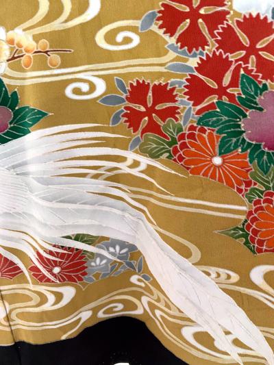 Vintage Japanese Formal Black Silk Kimono