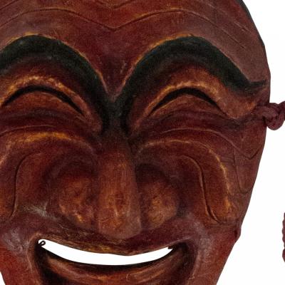 Vintage Japanese Painted Papier Mache Noh Sonbi Mask