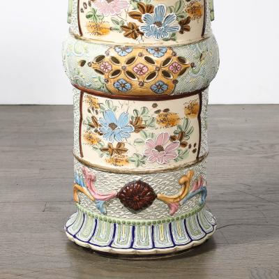 Vintage Japanese Satsuma Bead Design Ceramic Umbrella Stand
