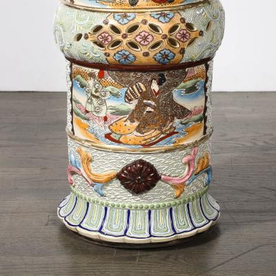 Vintage Japanese Satsuma Bead Design Ceramic Umbrella Stand