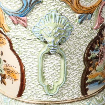 Vintage Japanese Satsuma Bead Design Ceramic Umbrella Stand