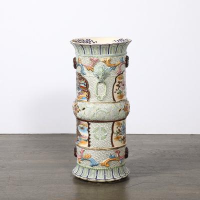Vintage Japanese Satsuma Bead Design Ceramic Umbrella Stand