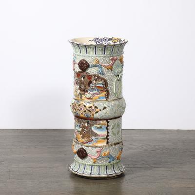Vintage Japanese Satsuma Bead Design Ceramic Umbrella Stand