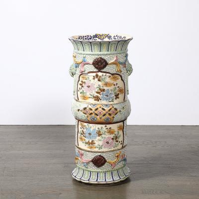 Vintage Japanese Satsuma Bead Design Ceramic Umbrella Stand