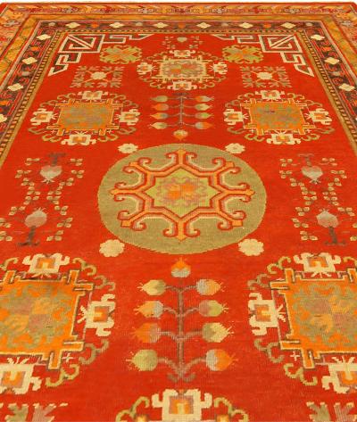 Vintage Khotan Samarkand Red Handmade Wool Rug