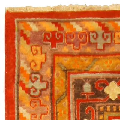 Vintage Khotan Samarkand Red Handmade Wool Rug