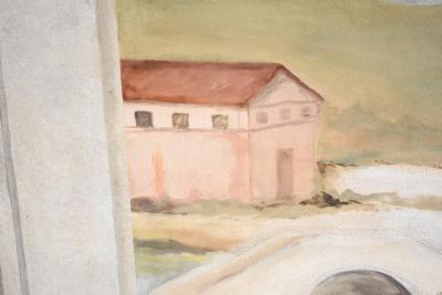 Vintage Large Painting oil on canvas of a Tuscan Landscape 
