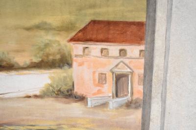 Vintage Large Painting oil on canvas of a Tuscan Landscape 