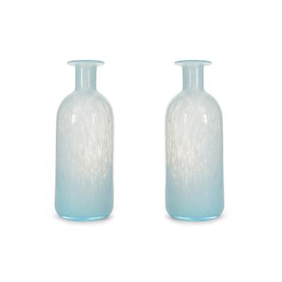 Vintage Light Blue Spattered Glass Vases