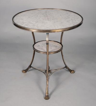 Vintage Louis XVI Style Silvered Bronze Gueridon