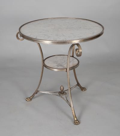 Vintage Louis XVI Style Silvered Bronze Gueridon