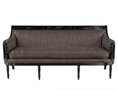 Vintage Louis XVI Style Sofa in Black Lacquer