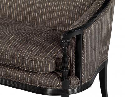 Vintage Louis XVI Style Sofa in Black Lacquer