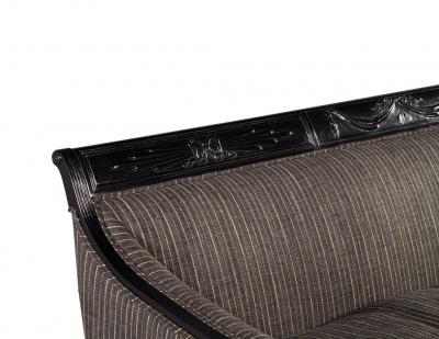 Vintage Louis XVI Style Sofa in Black Lacquer