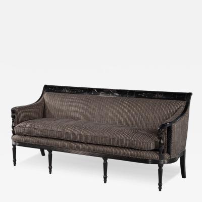 Vintage Louis XVI Style Sofa in Black Lacquer